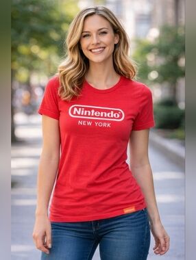 Nintendo Graphic Ree Red Women's Size M Retro Gaming Shirt